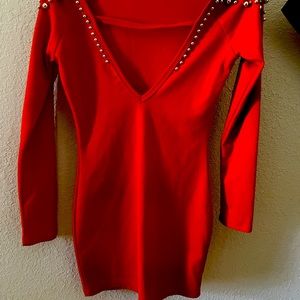 Orange casual sweater dress